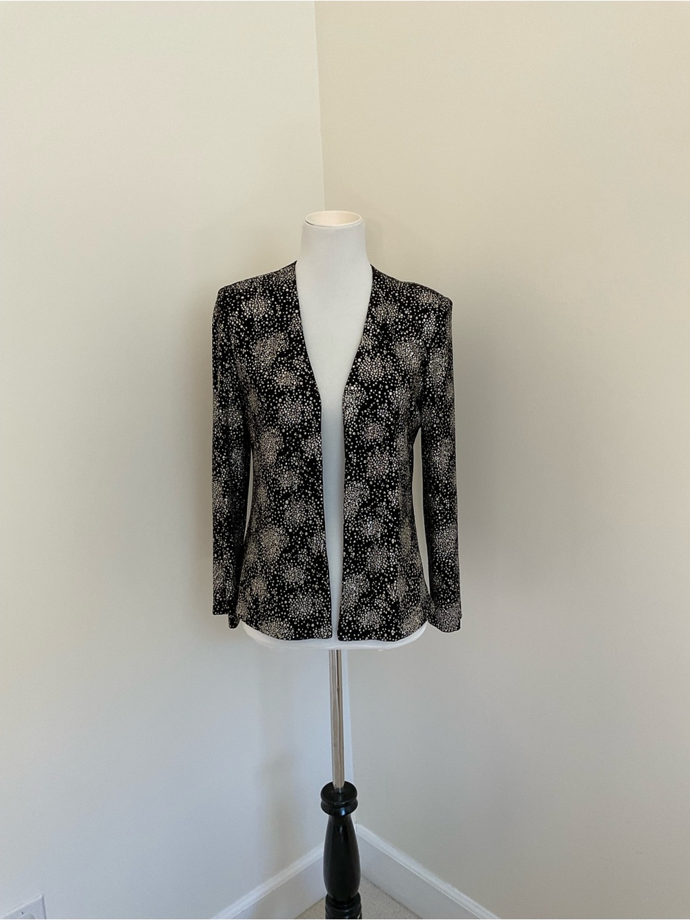 Alex Evenings Black and Silver Long Sleeve Cardigan Jacket